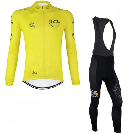 Tenue Cycliste Manches Longues et Collant à Bretelles 2018 Tour De France N002